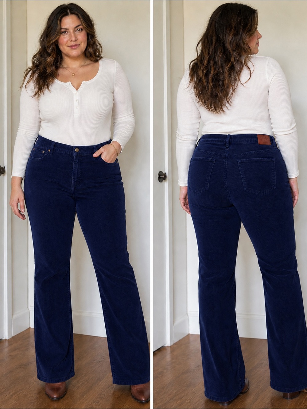 Lauren Jeans CO. Ralph Lauren Dark Navy Corduroy Flare Jeans Vintage Woman’s